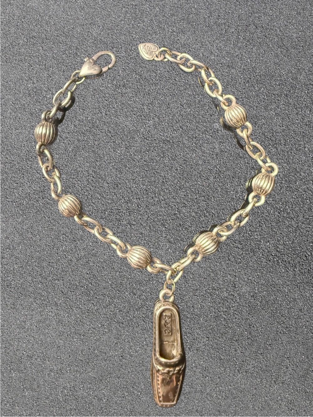 Brighton Loafer Love Silver Plated Shoe Charm Bracelet